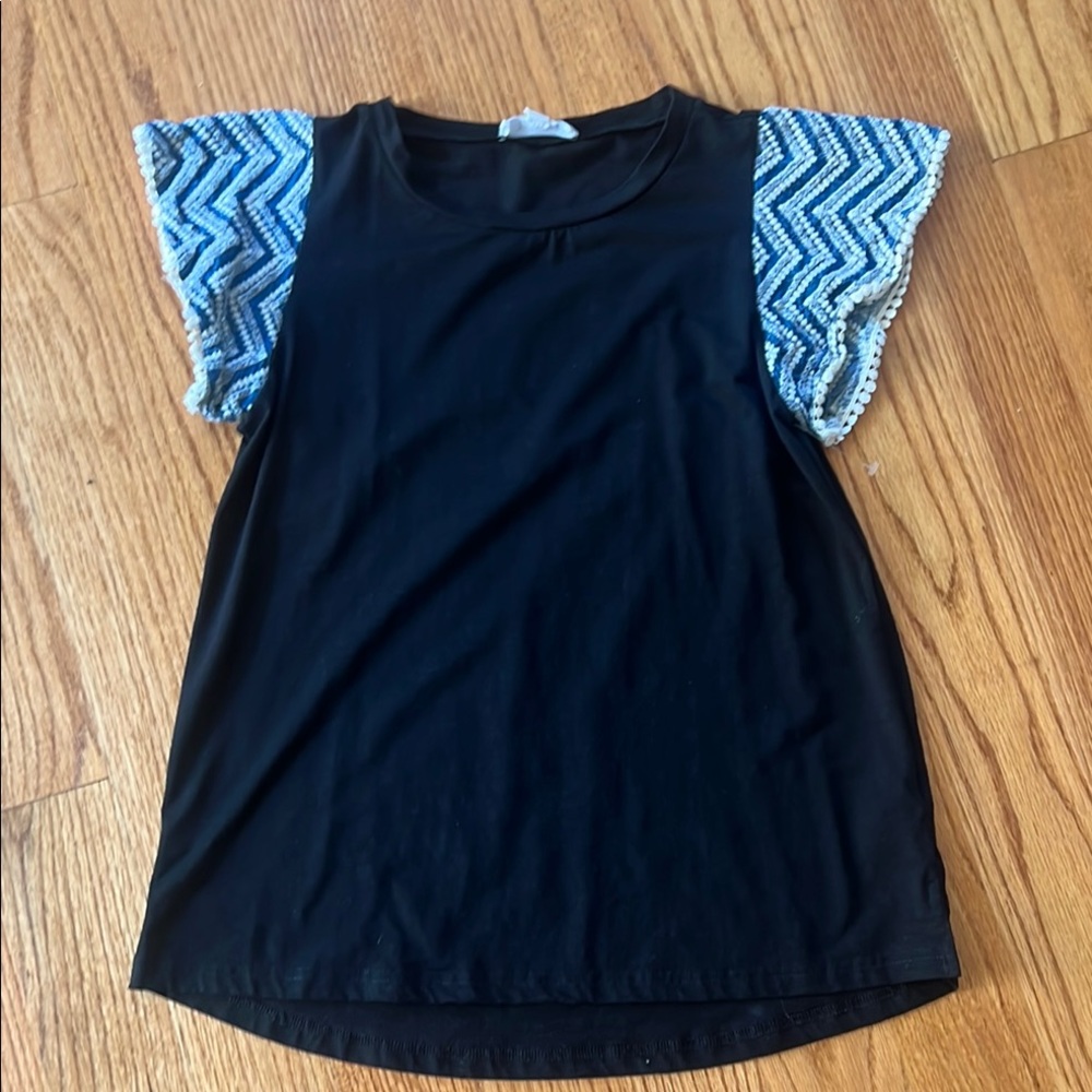 THML Navy Top with Blue boho Accents XS